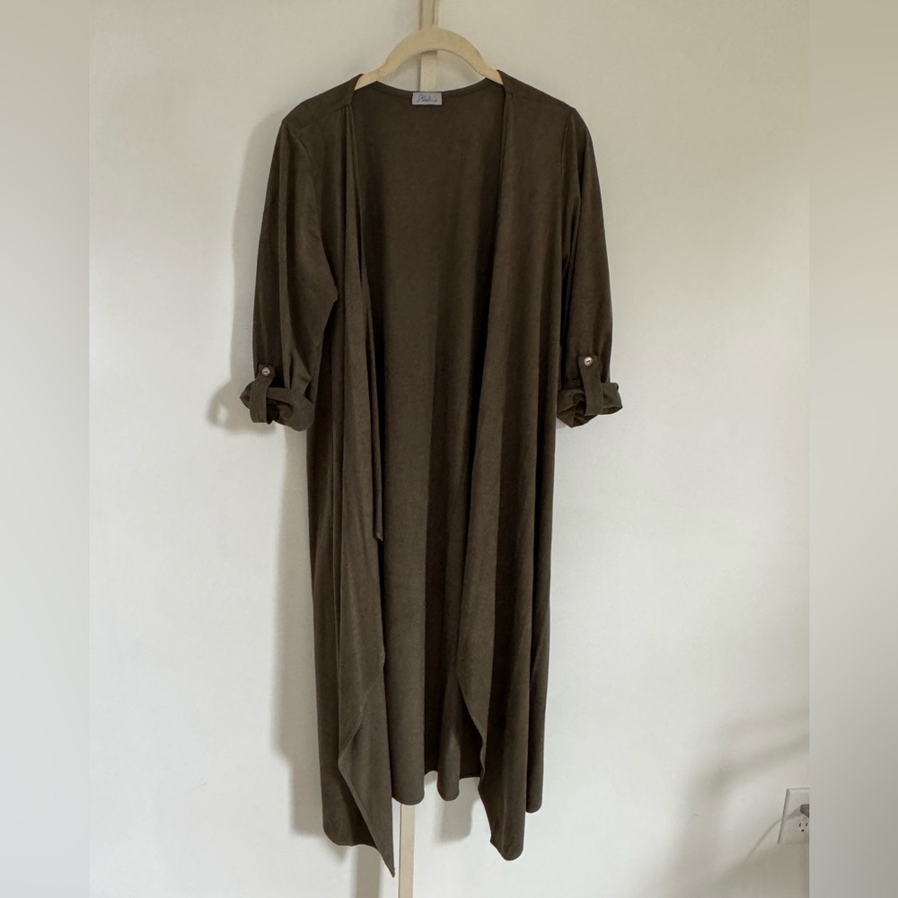 Abbeline 3/4 Sleeve Olive Duster Jacket